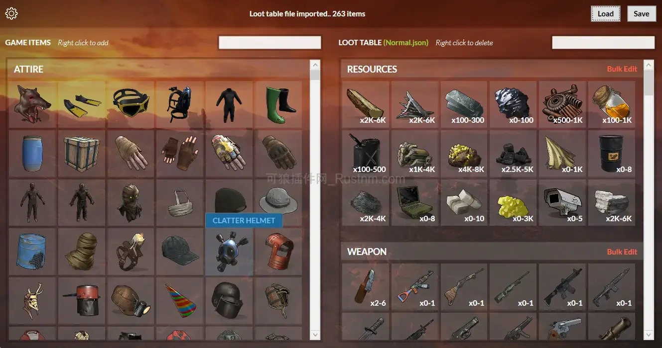 LootTableEditor – 可袭击基地物资编辑器 v1.6.5-Rust可狼插件网 | Rustnm - Rust插件网